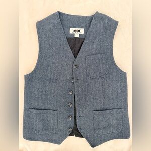 Joseph Abboud Suit Vest Men's Medium Blue Herringbone Wool 5 Button